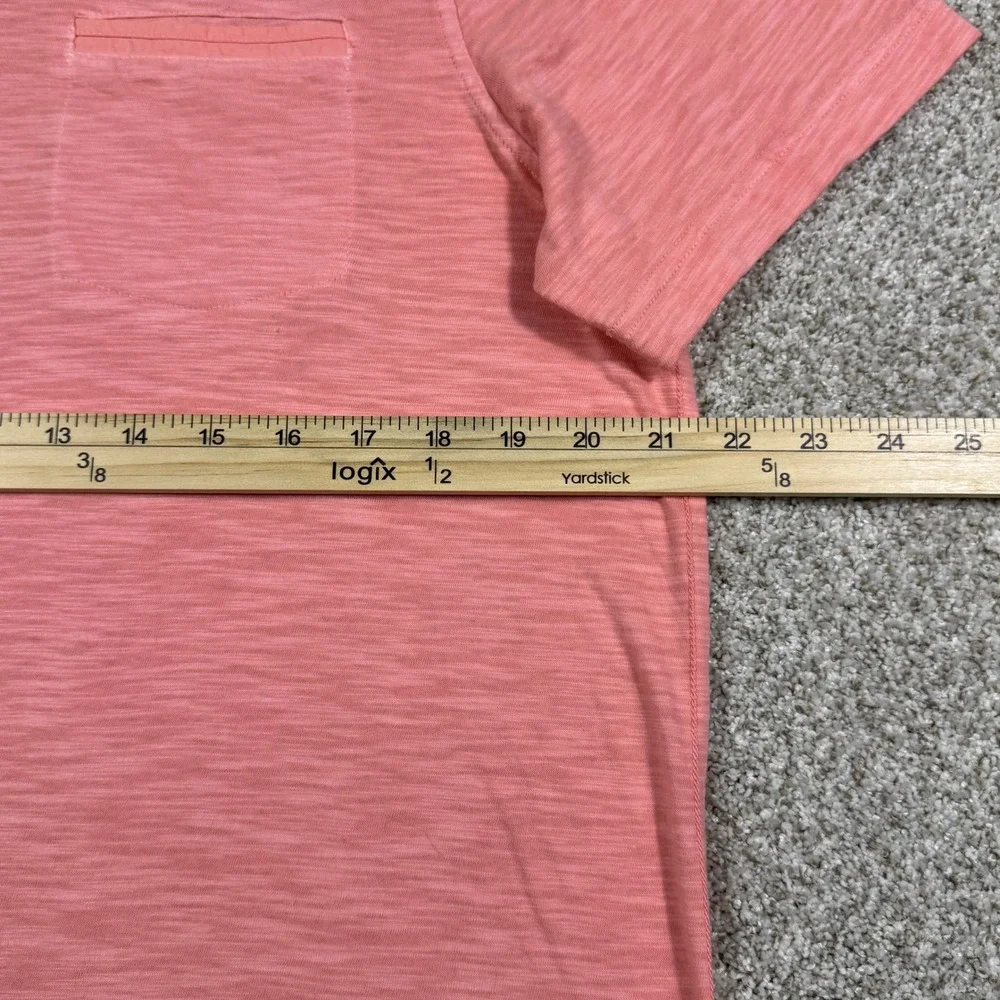 Tommy Bahama Mens Small Coral Pink Slub Cotton Short Sleeve Pocket Polo Shirt - Picture 9 of 9